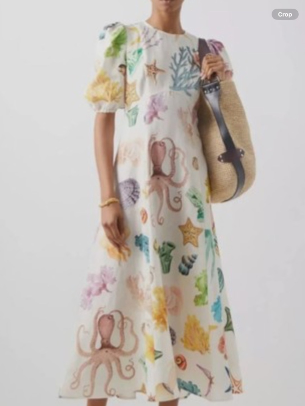Alemais Adella linen shell print midi dress size 4